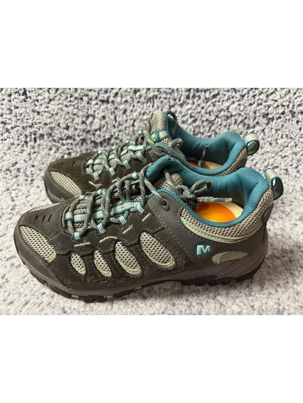 Merrell Granite Eggshell Womens 6.5 Hiking Trail Shoes Gray Teal J246523C